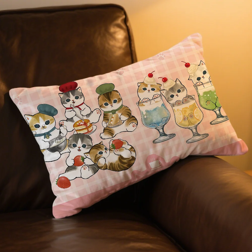 Cat Cute Cover Rechteckiger Kissenbezug mit Aufdruck für Nachttisch, Sofa, Zimmer, Kawaii M-mofusand Cartoon, Heimdekoration, Kissenbezug – Detail 5