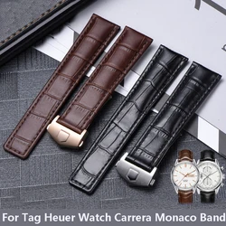 19mm 20mm 22mm Genuine Leather Strap for Tag Heuer Watch Carrera Monaco Watch Belt Black Brown Bracelet Wristwatch Watchband