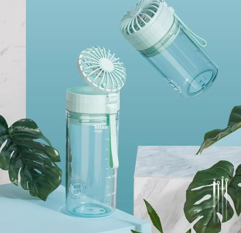 

Summer Outdoor Water Bottle Cycling Bike Travel Sports Camping Hiking Portable Plastic Drinking Water Bottles With Electic Fan