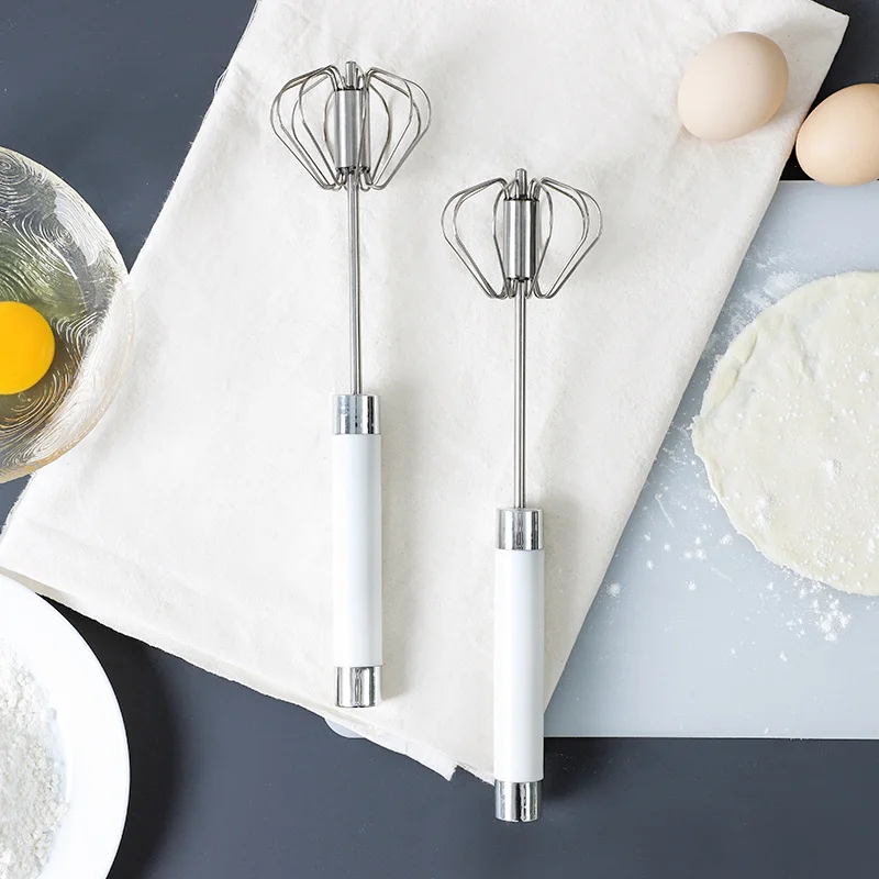 Semi-automatic Egg Beater Stainless Steel Whisk Manual Press Type Rotary  Egg Beater Self Turning Egg Stirrer Kitchen Accessories - AliExpress