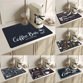 Tappetino per asciugare tazze da caffè Tappetino assorbente antiscivolo Diatoni Stoviglie Tappetino di scarico per bancone da cucina Tappetino di scarico per bar da caffè 1
