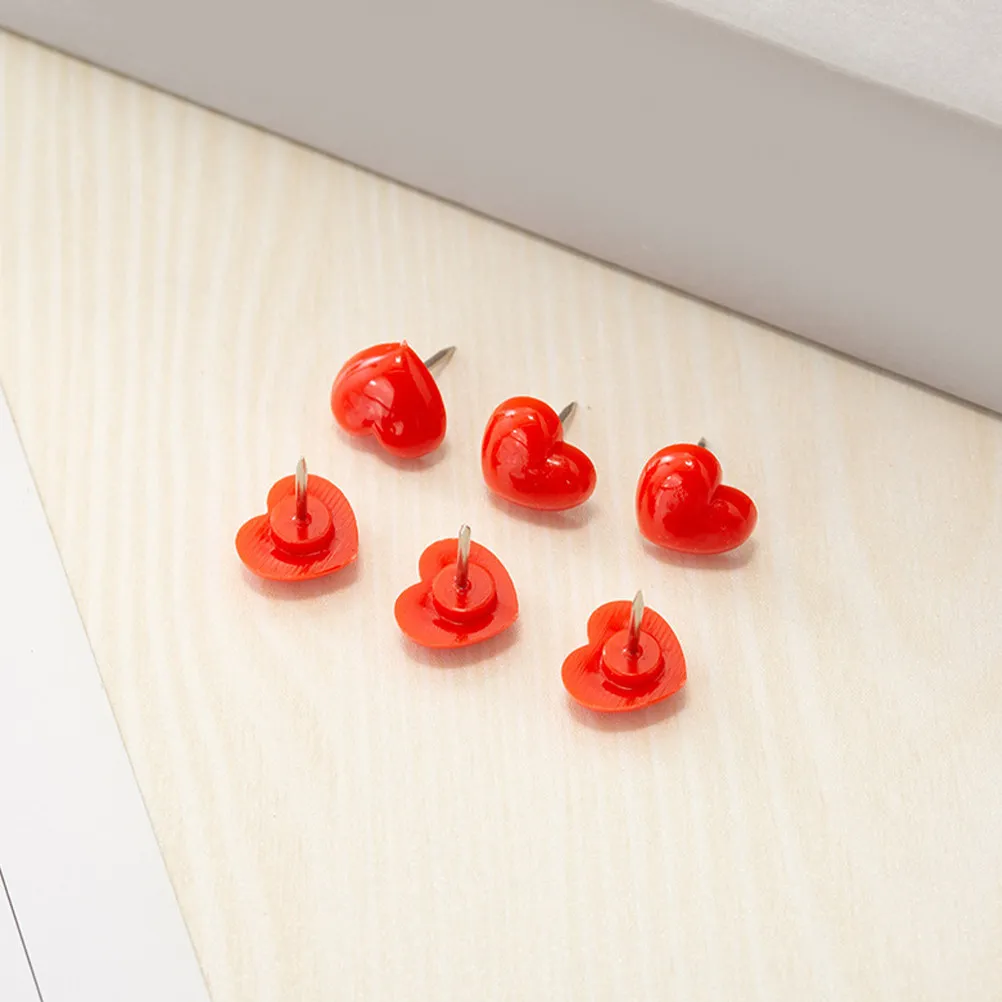 100개 귀여운 빨간 하트 모양 푸시핀, 사무실 정리, 게시판 장식, 벽 사진 포스터, 지도용 플랫 헤드 타카