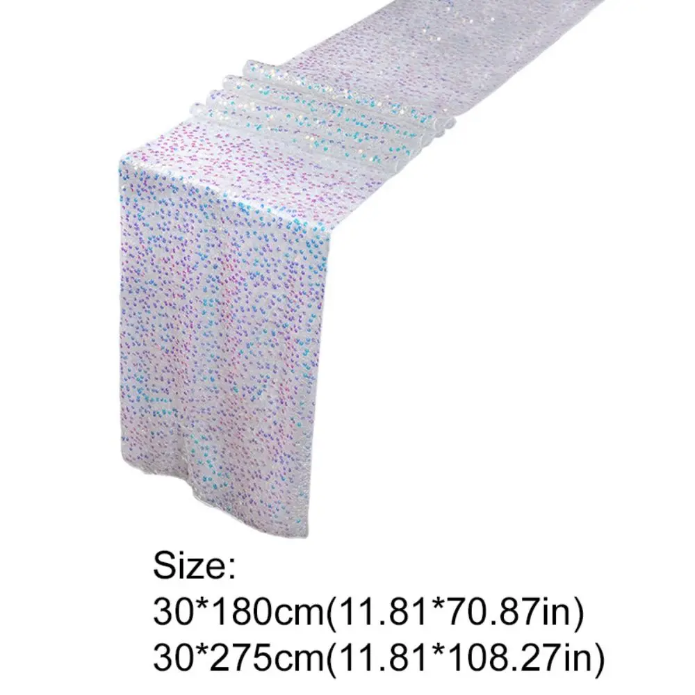 Glitter Iridescent Sequin Table Runner Extended Romantic Mermaid Theme Table Runner Rectangular Lightweight Table Cover Wedding