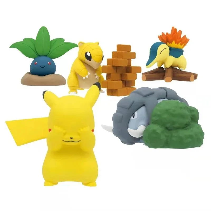 pokemon-tomy-nascondi-e-cerca-pikachu-cyndaquil-gacha-bambola-action-figure-model-toy