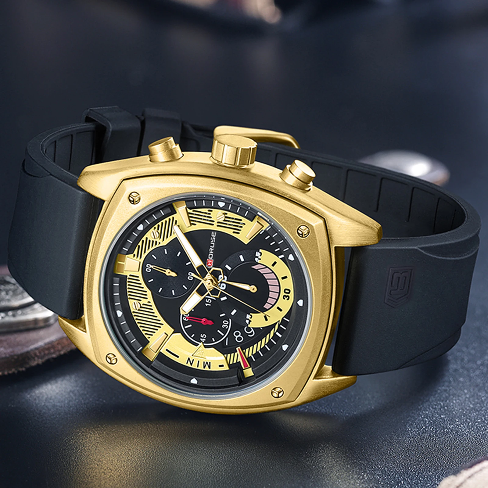 BORUSE  Luxury Business Watch For Men Fashion Silicone Square Watch Men Casual Sport Waterproof Quartz Clock Male Reloj Hombre