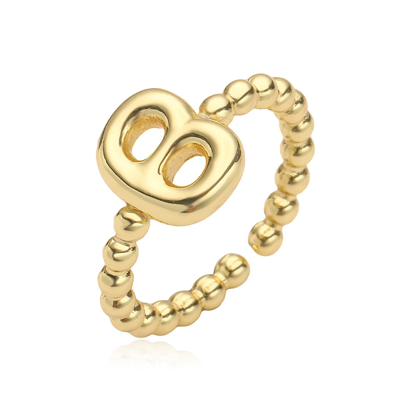 HECHENG Fat Letters A-Z Initials Ring Couple Ring Brass Metal 18K Gold Plated Material Jewellery Twist 1 Pcs
