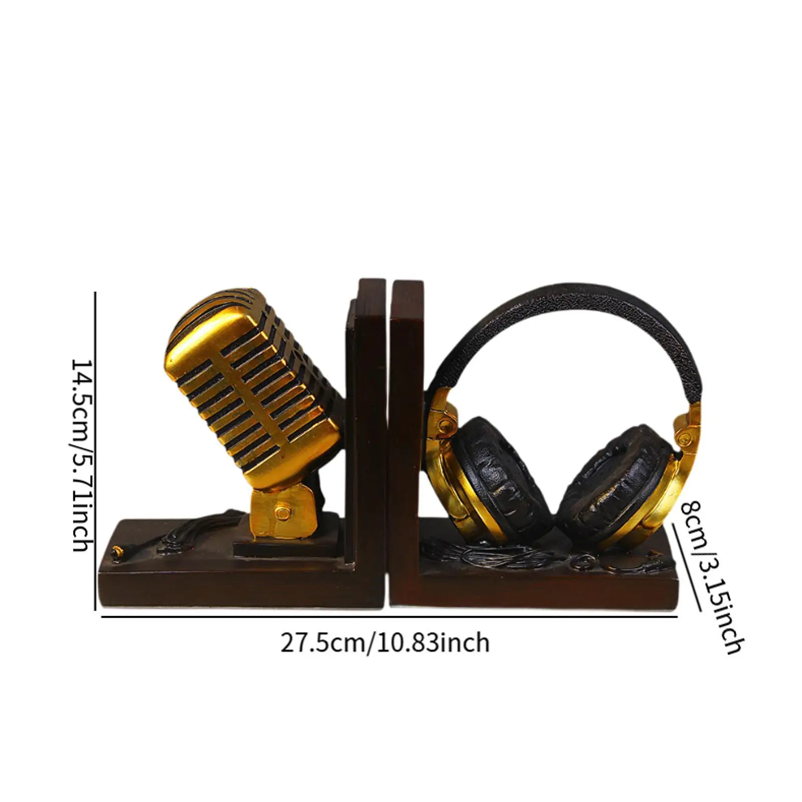 Bookends Microphone Headset Shape European Book Organizer Book Holder for Office Living Room Bookshelf Study Decor