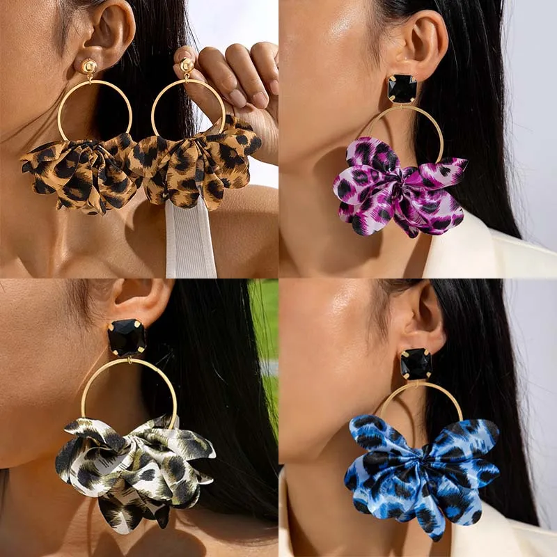 Retro Leopard Print Drop Earrings Pendant Earring Jewelry Gift for Women drop earrings pendant earrings crystal earrings animal earrings