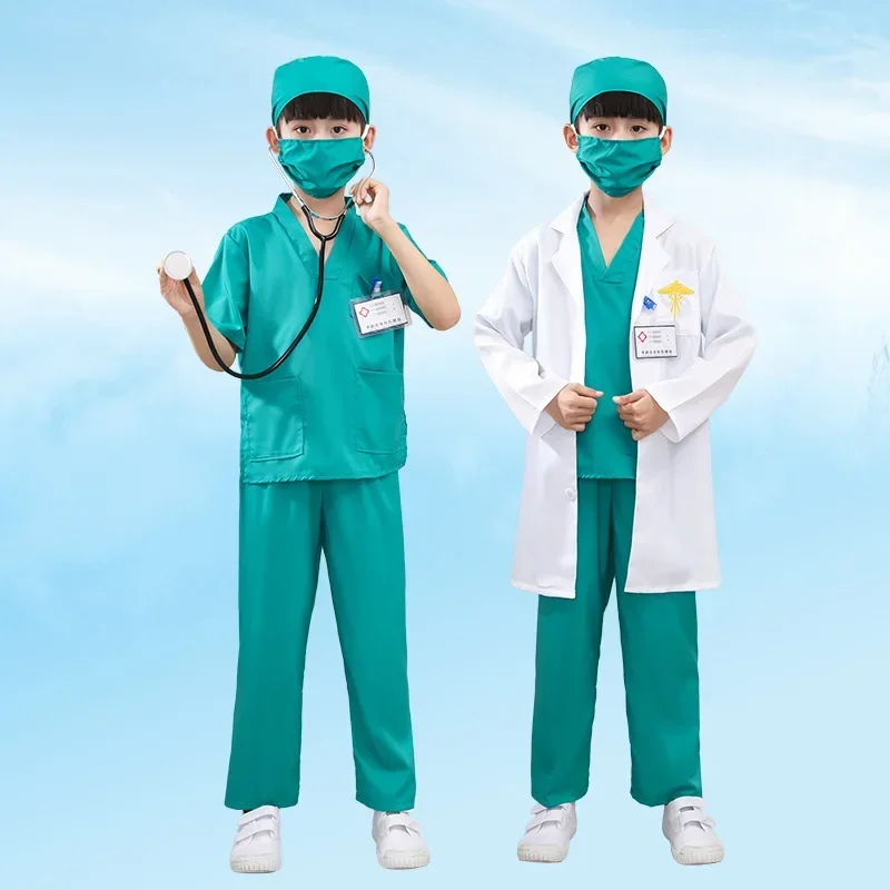 Little Doctor's Surgical Suit Toddler's Boys' and Girls' Retrograde Dance Costume Nurse's Suit superhero cosplay costume kids cosplay costume superhero capes