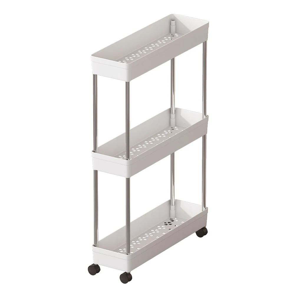 Multi-Layer Trolley Rack with Wheels Movable Storage Organizer Space-Saving Narrow Storage Rack for Bathroom Kitchen Living Room