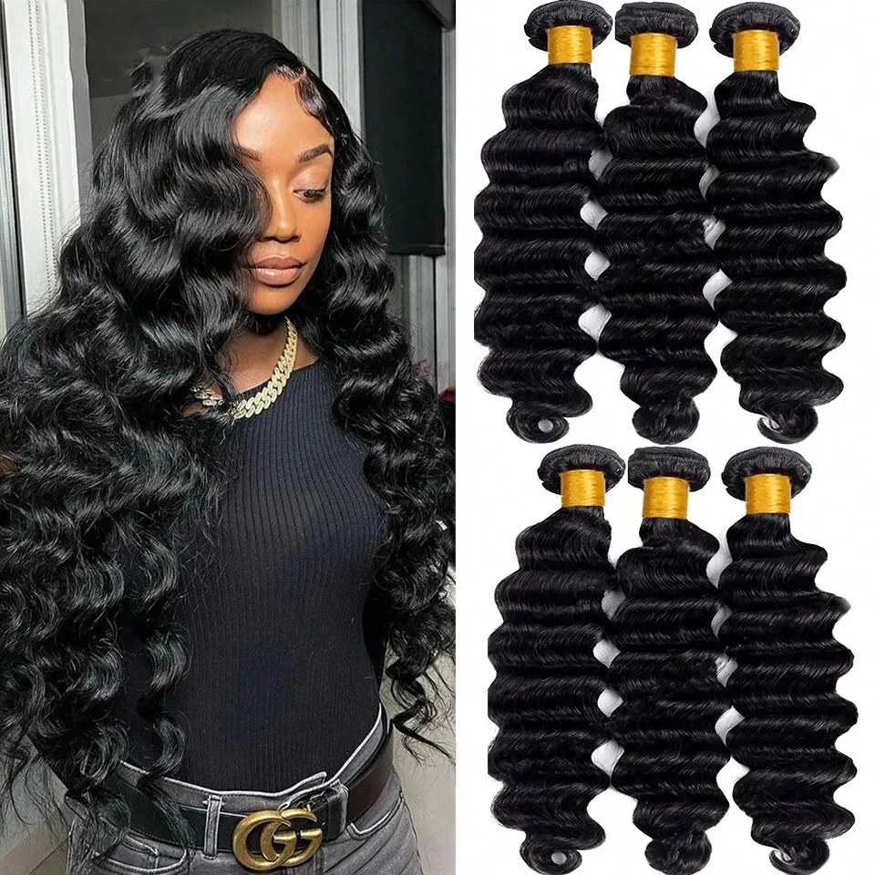 Unprocessed Brazilian Virgin Remy Hair Bundles Natural Black Loose Deep Wave Curly Human Hair Extensions for Women 1