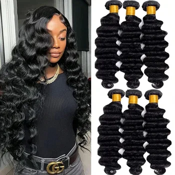 Unprocessed Brazilian Virgin Remy Hair Bundles Natural Black Loose Deep Wave Curly Human Hair Extensions for Women 1