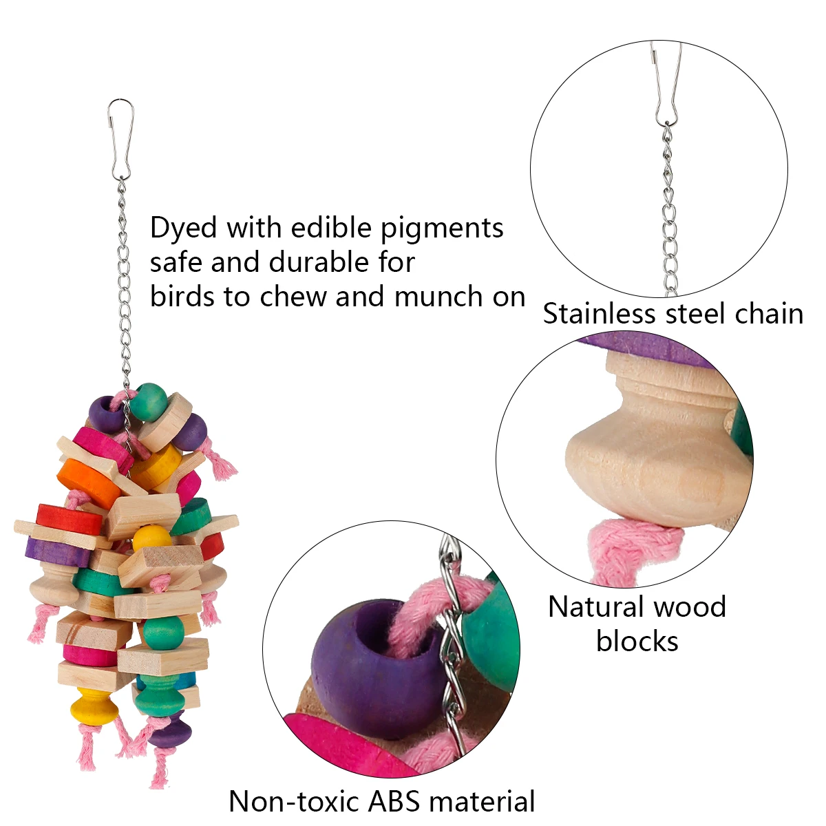 Multicolored Hanging Rope Bird Toy Ladder - Wooden Chewing Swing