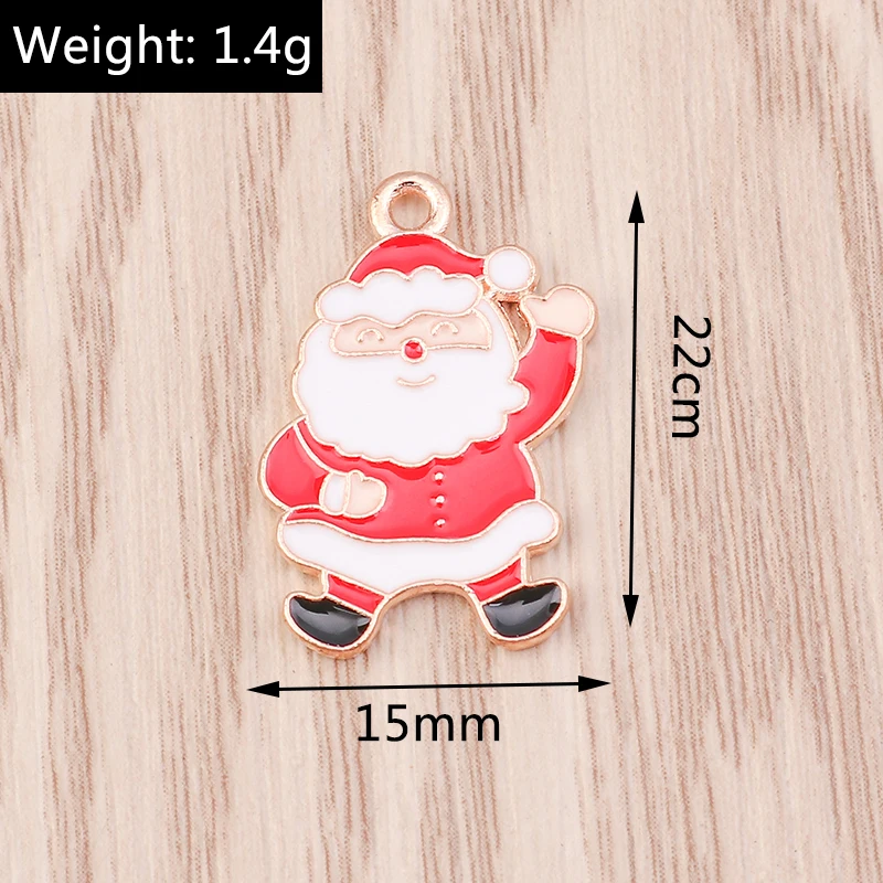 10 Stück Gemischte Niedliche Emaille-Weihnachtsanhänger mit Weihnachtsmann, Baum und Schneemann für Schmuckherstellung, Ohrringe, Halsketten, DIY-Basteleien und Geschenke – Detail 9