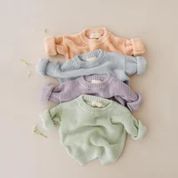 0-6T Newborn Baby Sweater Kid Boy Girl Winter Clothes Warm Thick Knit Pullover Top Infant Long Sleeve Basic Knitwear Outfit 2
