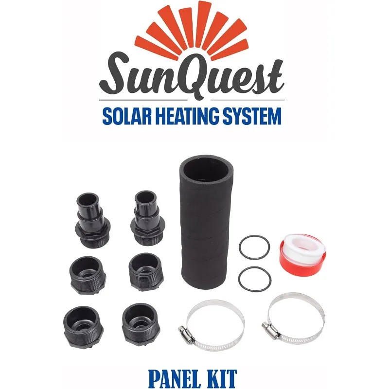 SunQuest Solar Pool Heater Panels-2 (2ft x 12ft) Collectors w/Roof/Rack & Add on Kit-Solar Water Heater for Above Ground