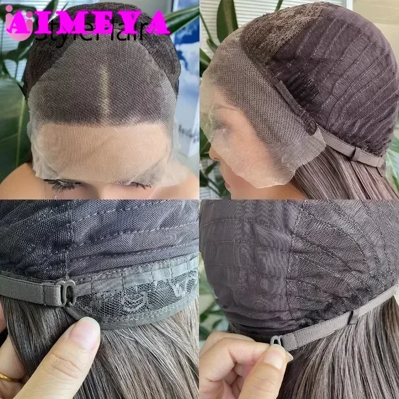 Synthetic Lace Front Wig Dark Purple Long Silky Straight Natural Hairline Daily Wear Cosplay For Women,lace front wig synthetic wig lace wig