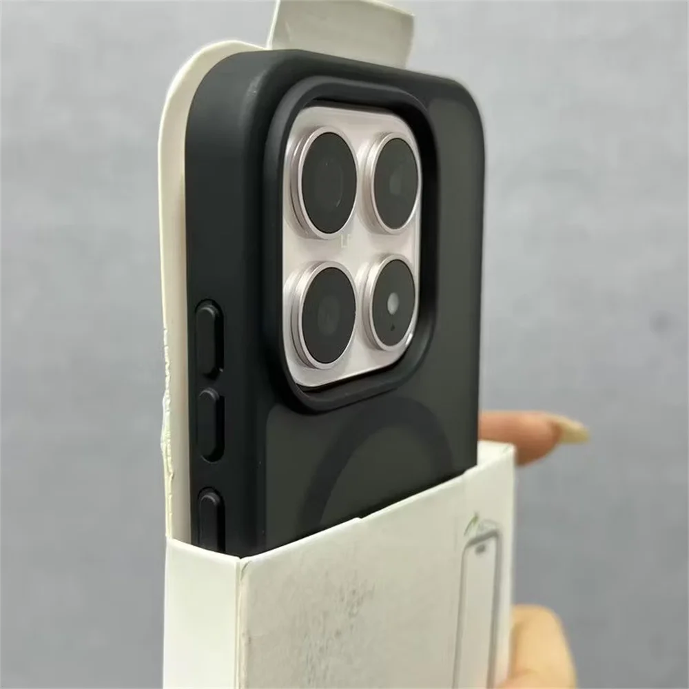 Frosted Translucent Magnetic Case with Wireless Charging Compatibility - Soft TPU Frame & PC Shockproof Cover