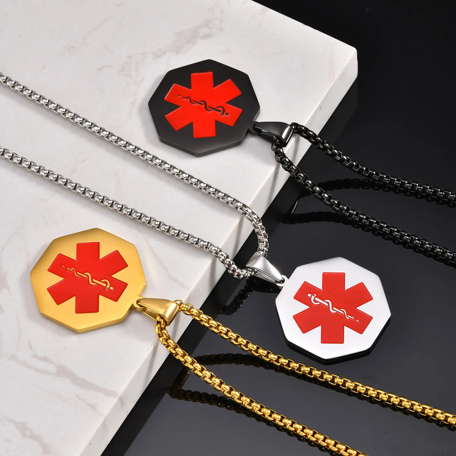 Free Engraving Custom Text Name Medical Alert Pendant Necklace