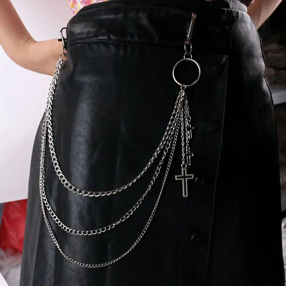 

Punk Metal Cross Chain for Pants Waist Chain Women Men Cross Keychain Clip on Chains Pants Belts Punk Jeans Rock Hip Hop Jewelry