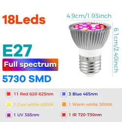 Full Spectrum LED Grow Bulb for Indoor Plants and Hydroponics (E27 Red Blue 18W)