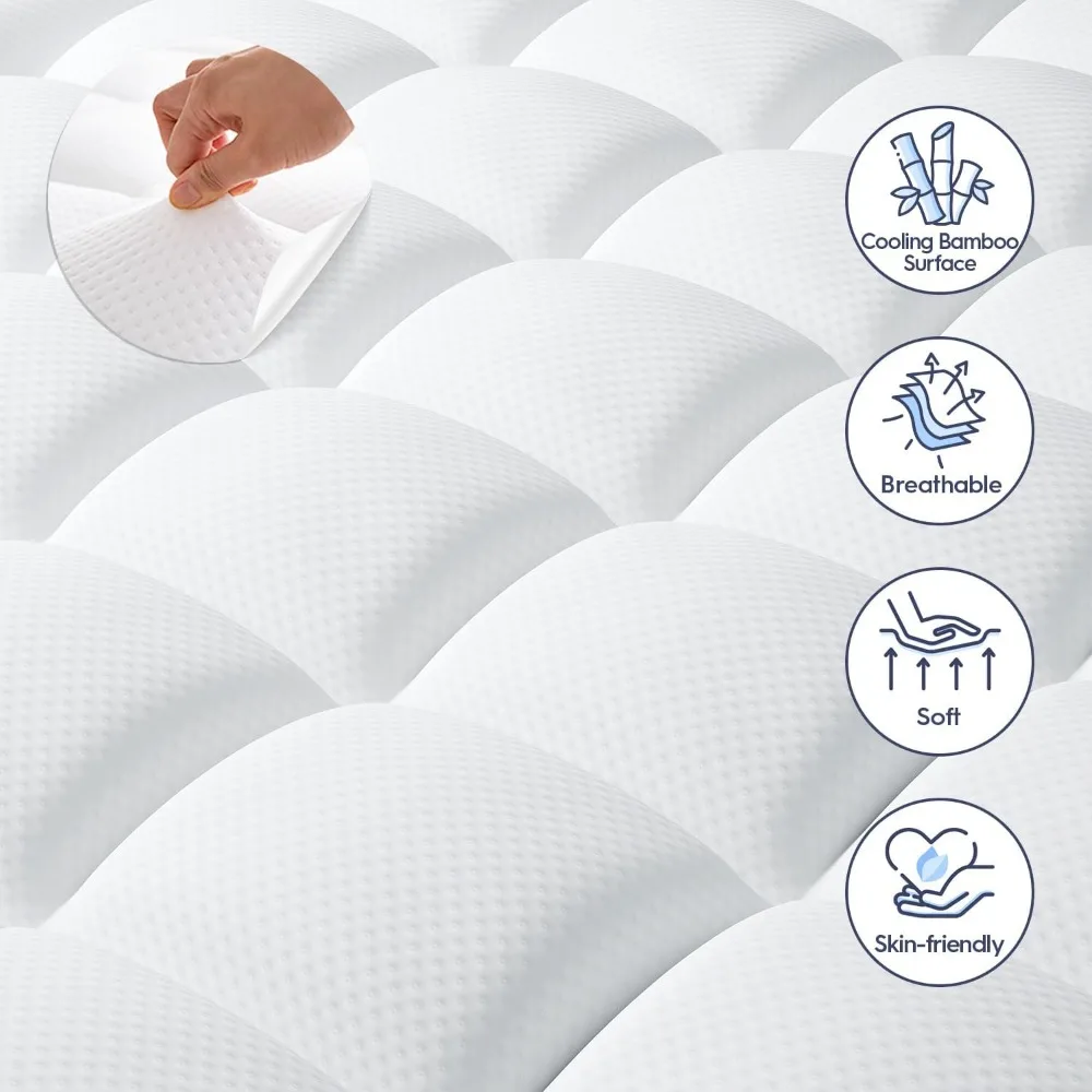 Dual Layer Memory Foam Mattress Topper , Cooling Gel Memory Foam Plus Down Alternative Pillowtop Mattress Padwith Cooling Cover