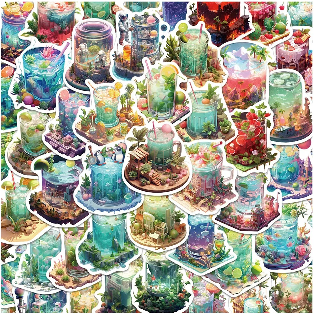 

10/30/50pcs Creatives Kawaii Drink Stickers Ins Style Art Cup Sticker Luggage Fridge Phone Scrapbooking Girls Decal Toys Gift