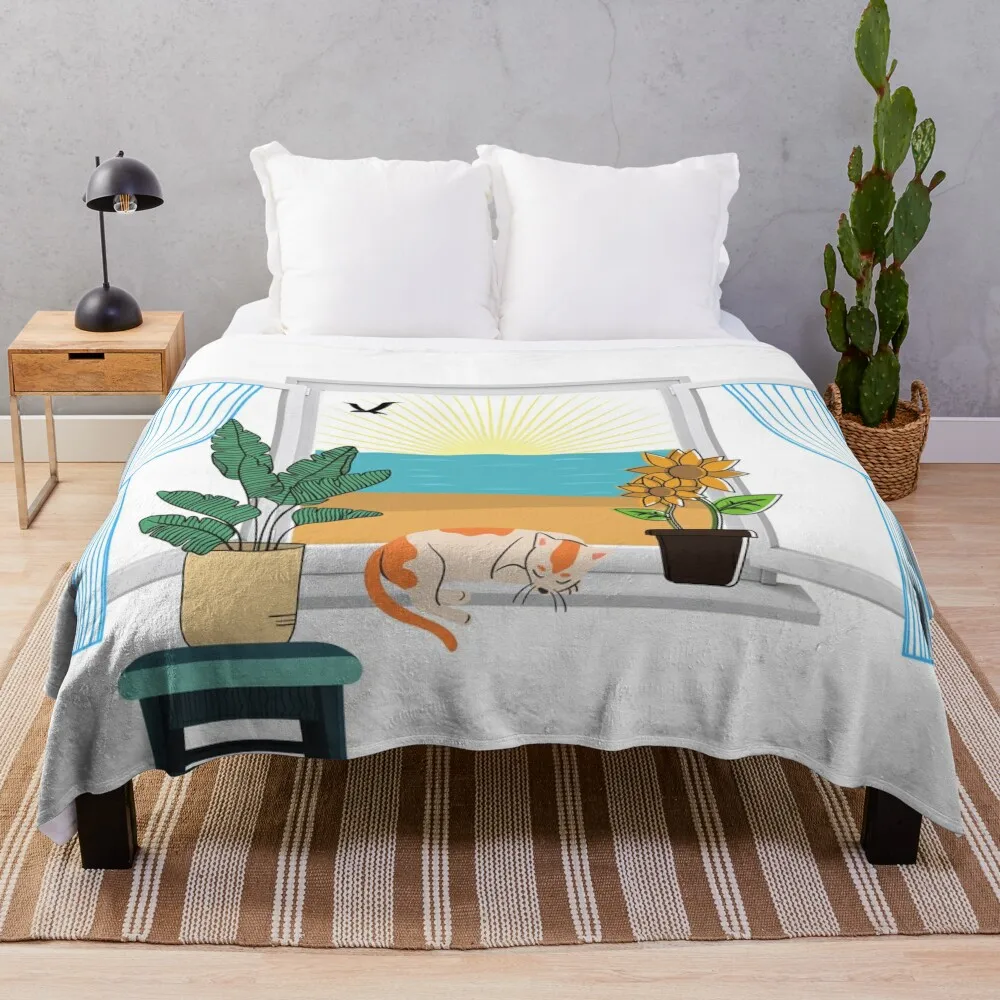 

Seaside View Through an Open Window Throw Blanket Kid'S Blanket