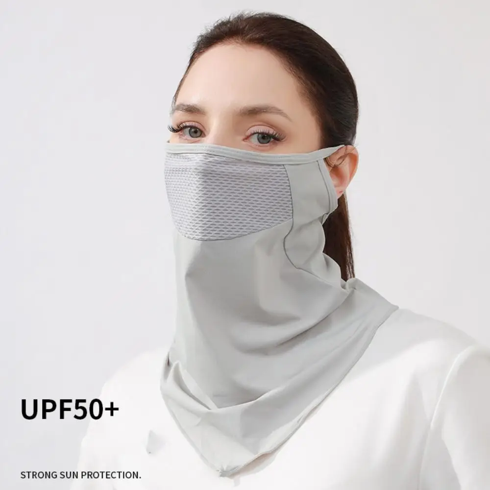 

UV Protection Ice Silk Mask Solid Color Sun Proof Bib Sunscreen Face Scarf Face Shield Neck Wrap Cover Neck Wrap Cover Sports