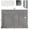 Kitchen Island with Trash Can Storage, 52" Rolling Kitchen Island on Wheels with Marble Countertop & Pull Out Spice Rack 2