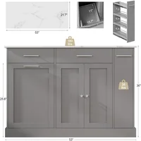Kitchen Island with Trash Can Storage, 52" Rolling Kitchen Island on Wheels with Marble Countertop & Pull Out Spice Rack 2