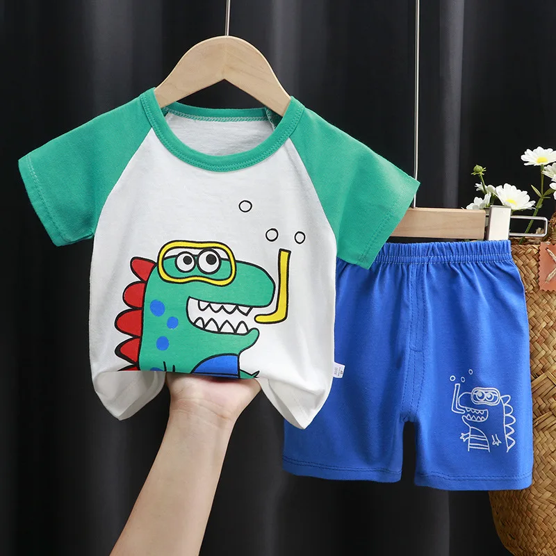 winter baby suit Cotton Children Sets Leisure Sports Baby Boy Girls T-shirt + Shorts Sets Toddler Clothing Cartoon Animal Kids Clothes clothing kid suit