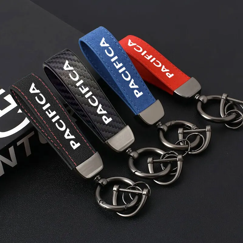

Retro Handmade Auto Keyring Gifts Real suede Rope Keychain Metal Men or Women Key Holder For Chrysler PACIFICA Car Accessories
