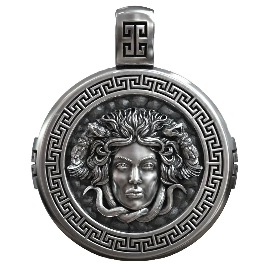 19g Medusa Gorgona Head Snake Ancient Greece Antique Pendant  Customized 925 SOLID STERLING Silver High Trendy ancient greece pocket museum