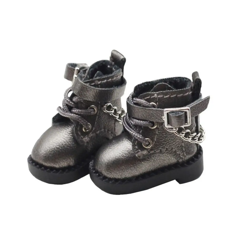 1 Pair PU Leather OB11 Doll Shoes Mini High-heeled Bjd Doll Chain Shoes Casual Chain Boots 1/12 Bjd Doll Shoes Children
