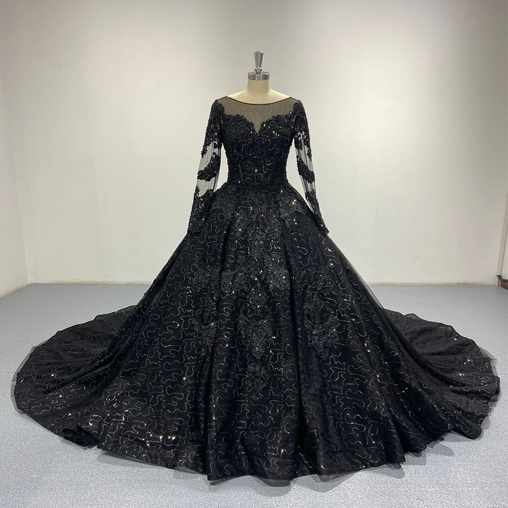 Black Color Wedding Dresses Ball Gown Dresses Dress Appliques