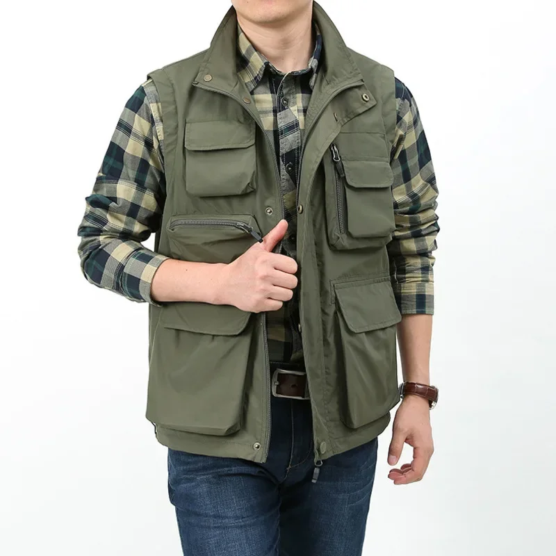 Waterproof Vest Men's Hunting Clothing Fishing Vests Free Work Shipping Luxury MAN Camping Windbreaker Motorcyclist Custom Made