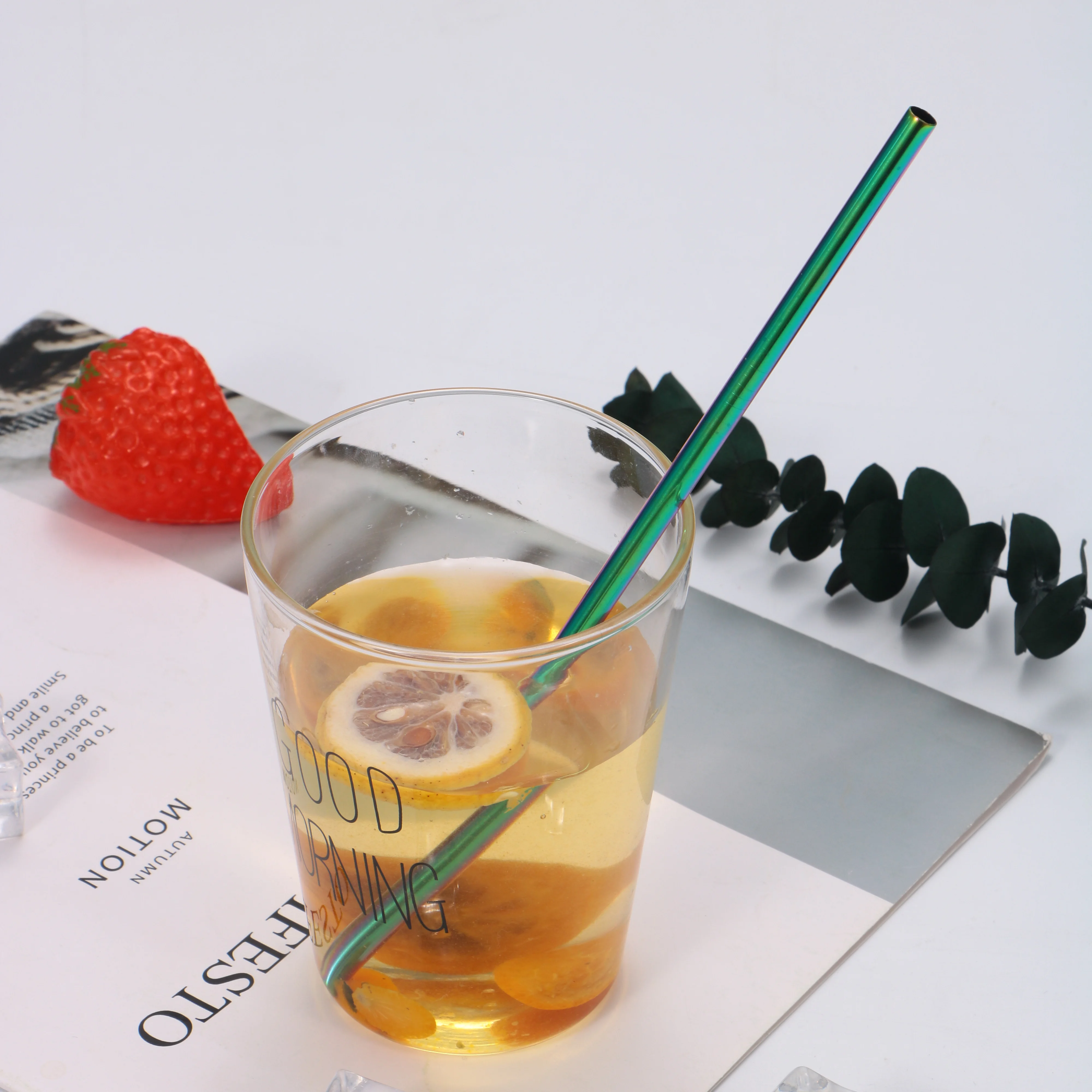 6pc Environmental protection can be recycled with cleaning brush stainless steel straw