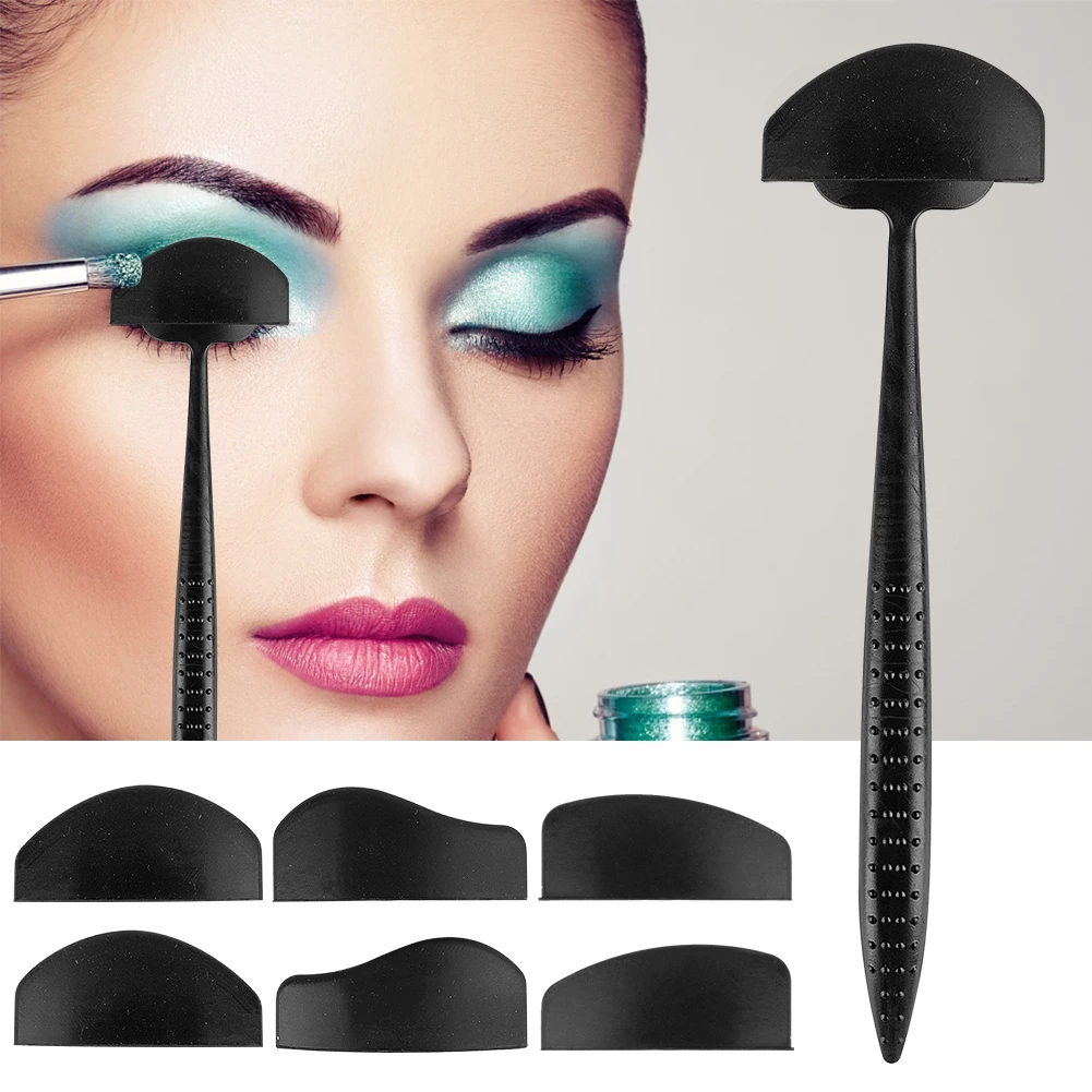 6 In 1 Silicone Glamup Easy Crease Line Kit with Eyeshadow Brush Make Up Makeup Eye Applicator Eyeliner Stencil |