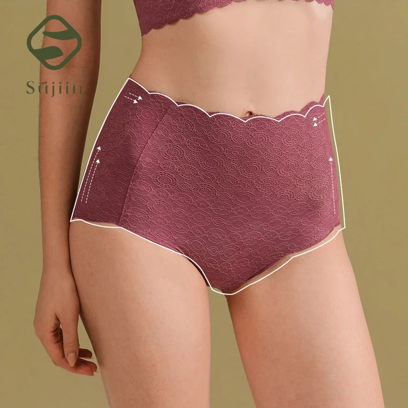

Sujiin Lace Panties Women's Underwear Sexy High Waist Comfortable Soft Seamless Girl Briefs Female Underpant Lingerie N125