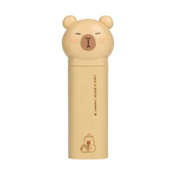 Charming Bear Pencil Case - Portable Standing Pen Holder & Spacious Stationery Organizer (Brown)