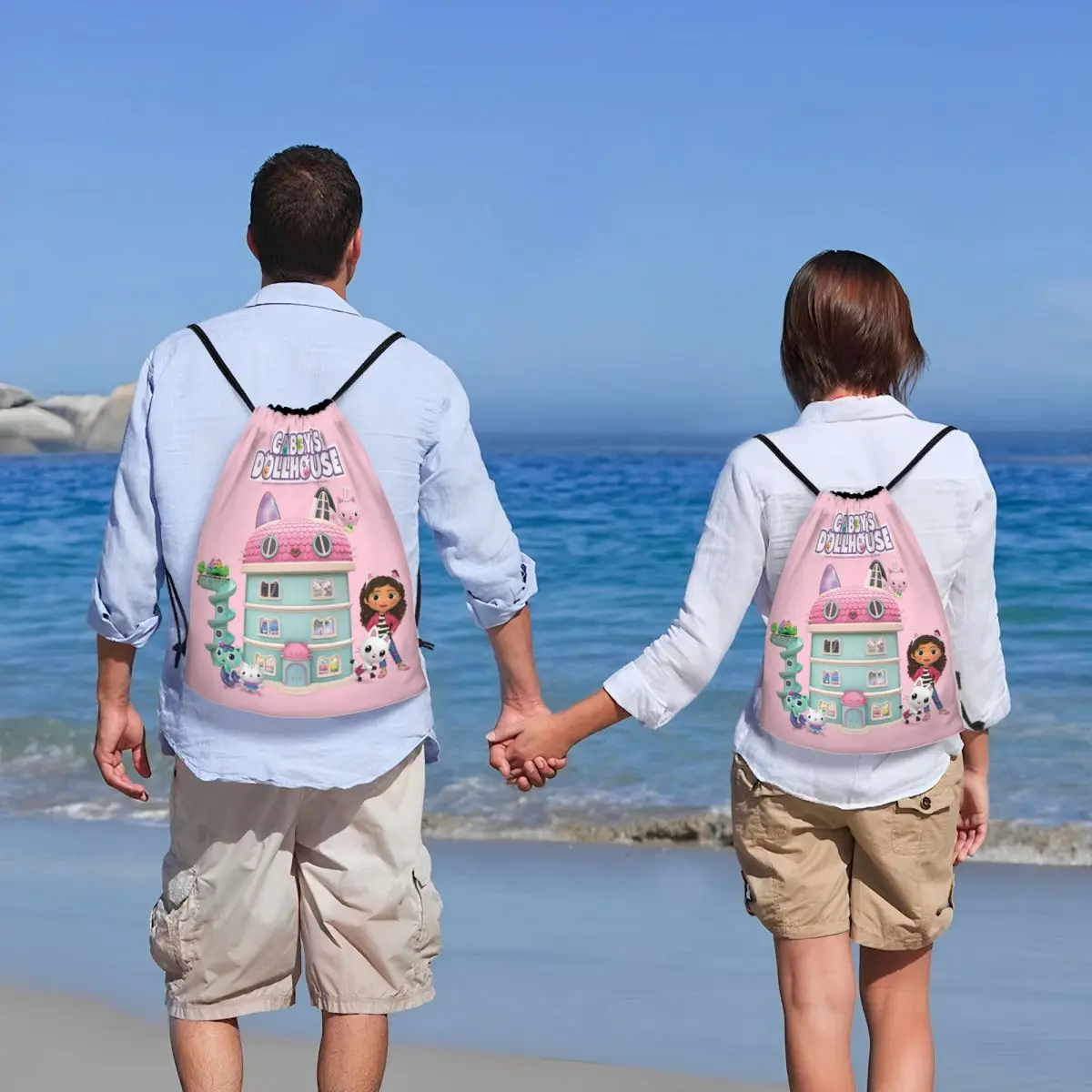 Gabbys Dollhouse Drawstring Backpack Women Men Sport Gym Sackpack Foldable Mercat Cat Shopping Bag Sack