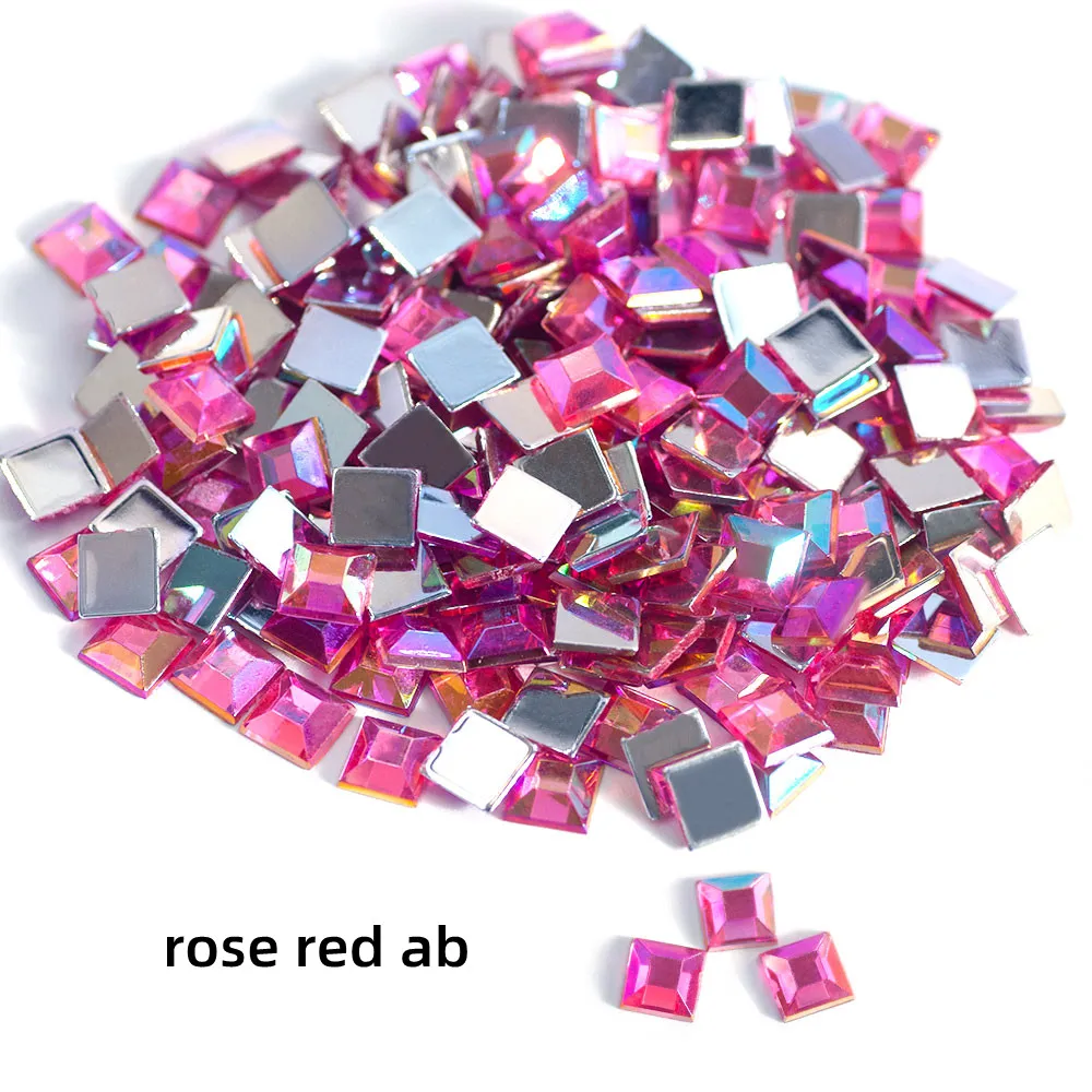 

4mm/10000PCS Acrylic Flat Bottom Crystal Craft Glitter Gems Square Non HotFix Nail Art Rhinestone For DIY Garment Decoration