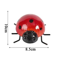 Mini Metal Ladybug Beetle Fence Hanger Wall Hanging Ornament Statue Outdoor Patio Garden Figurine Sculpture For Home Decor 4