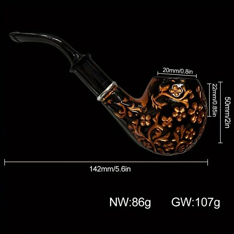 Premium Yellow Pearwood Smoking Pipe With Detachable Resin Filter-Elegant Handcrafted Tobacco Accessory For Home & Outdoor Use