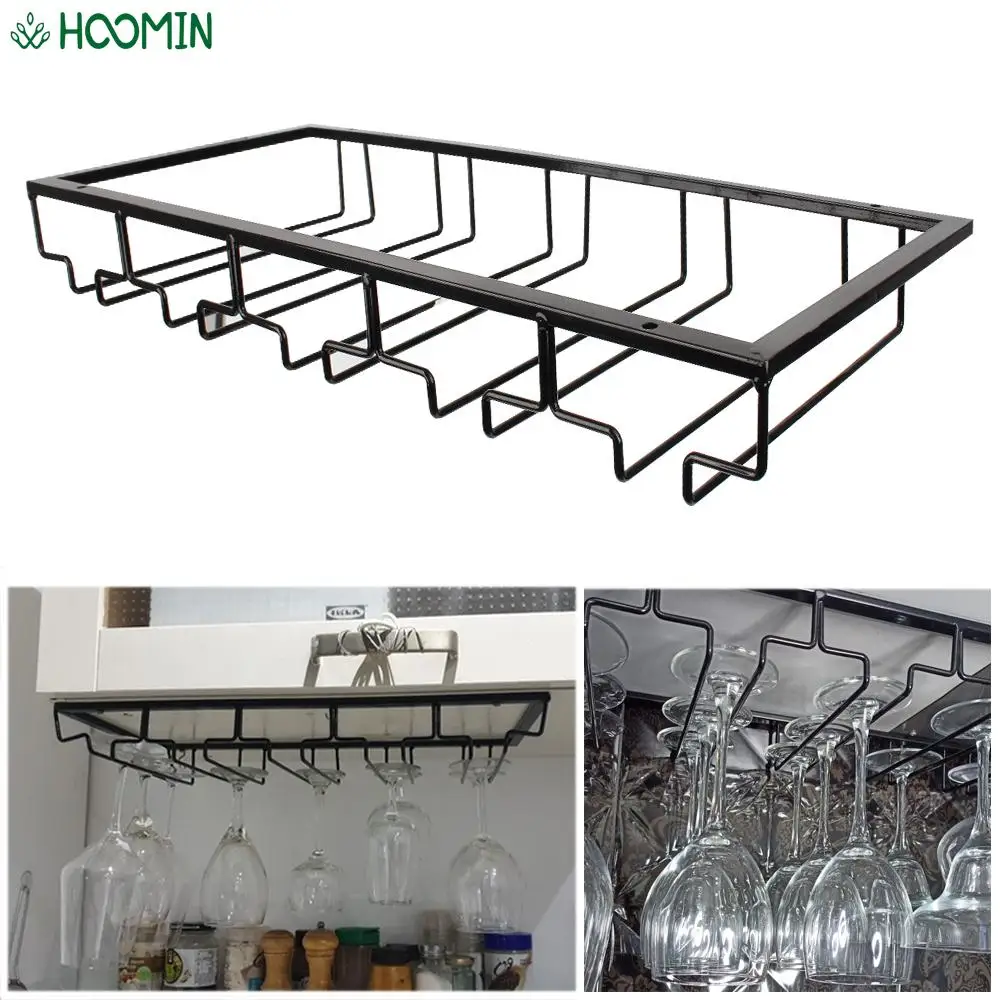 Iron Wine Rack Glass Holder Glass Goblet Iron Rack Bar Tool Bar Hanger Stemware Stand Hanging Shelf Under Cabinet
