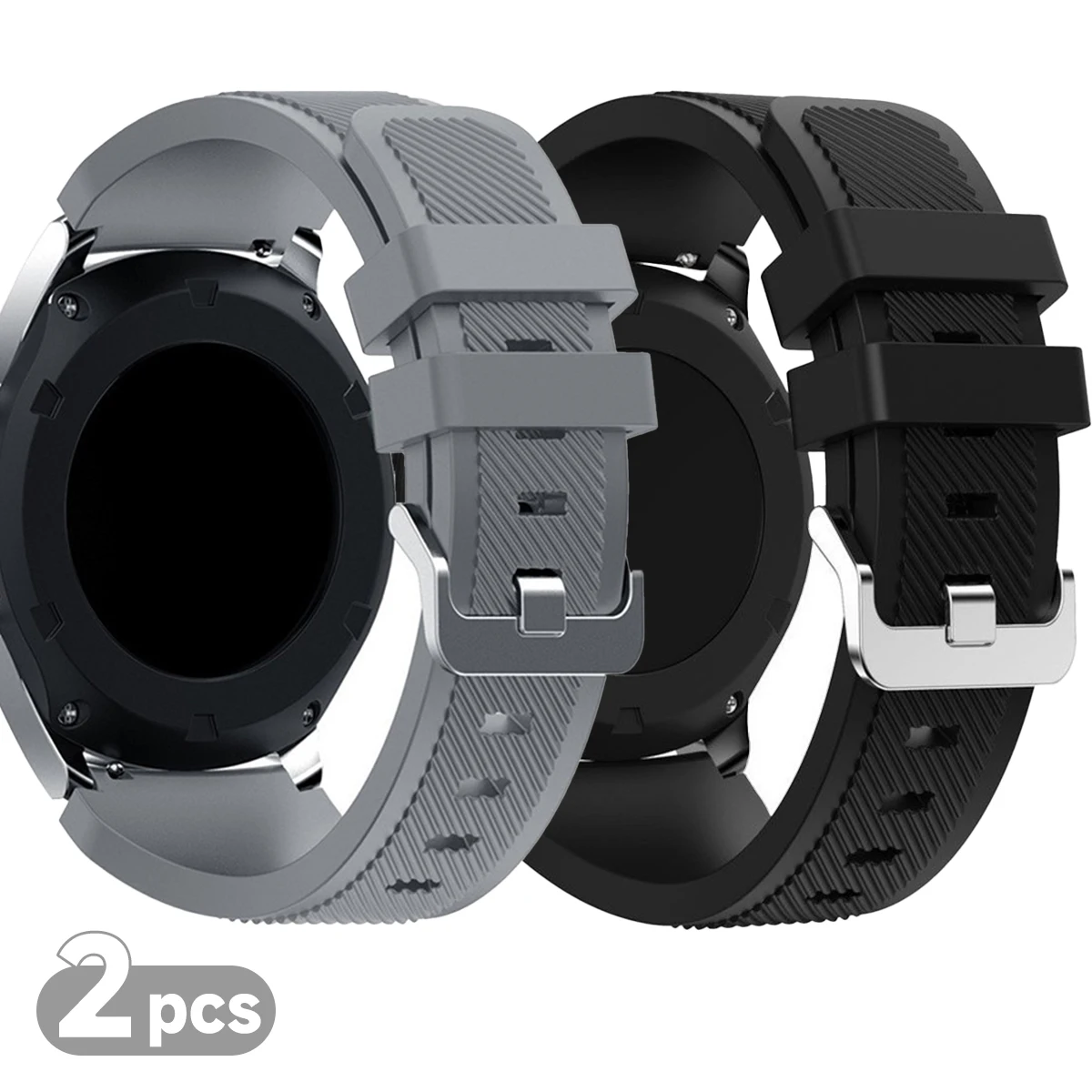 Set of 2 Premium Silicone Watch Bands (20mm/22mm) - Versatile and Durable Replacement Straps