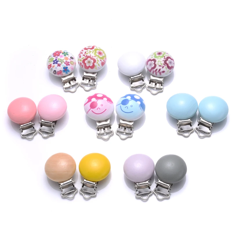 Wooden Pacifier Clip DIY Chain Care Toys Round Teething Clip Holder 10pcs For Infant Nipple Chain Accessory Making pacifier chain pacifier clip pacifier accessories teether clip