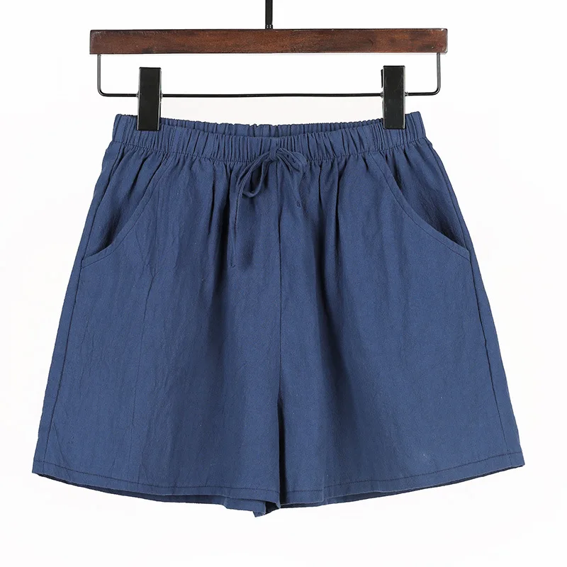 Womens Shorts Spring Summer 2022 Loose Linen Cotton Casual Khaki Korean Wide Leg Pant Drawstring Elastic Waist Bikers Shorts old navy shorts Shorts