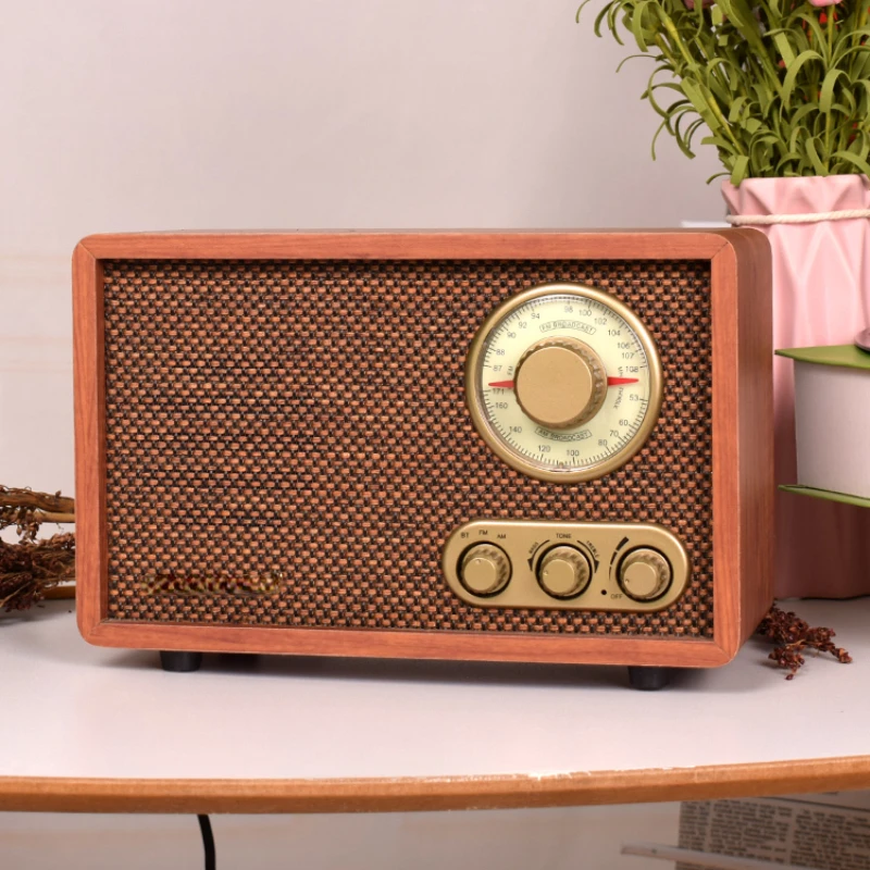 

Retro Desktop Radio FM/Am Two-Band Antique Wooden Old-Fashioned Semiconductor Home Bluetooth Radio